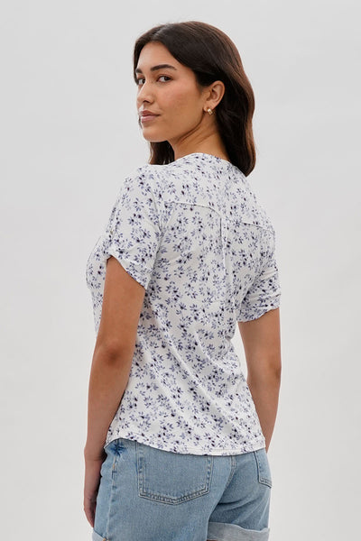 International INC Company Floral Short Sleeve Blouse - White - Womens Shirts & Blouses - Fairweather