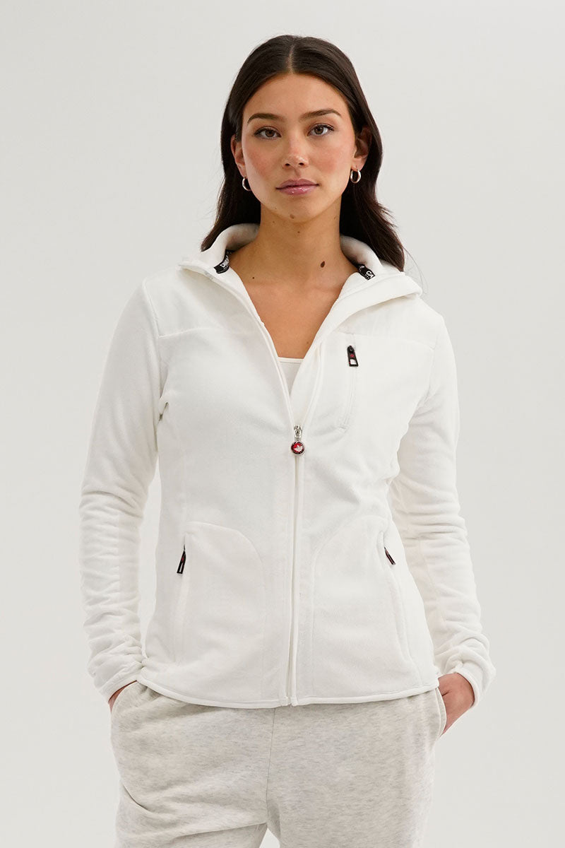 Canada Weather Gear Fleece Zip Up Lightweight Jacket - White - Womens Lightweight Jackets - Fairweather