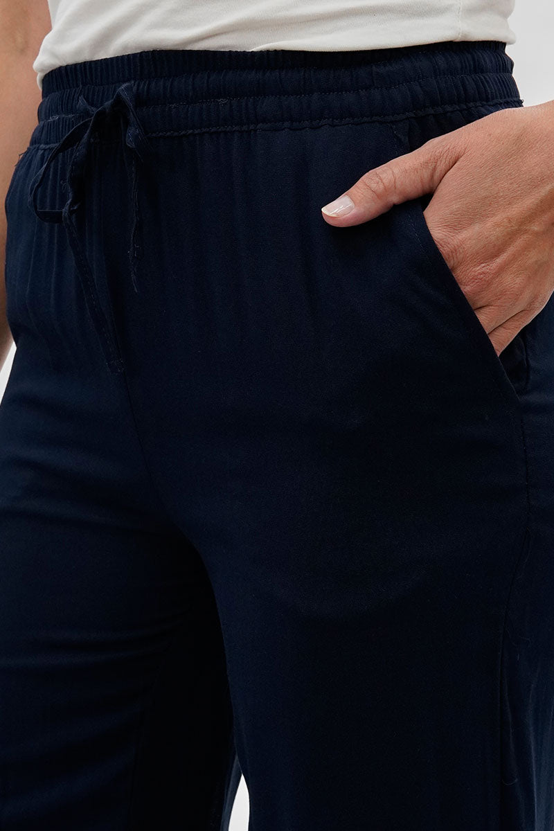 International INC Company Cropped Tie Waist Pants - Navy - Womens Pants - Fairweather