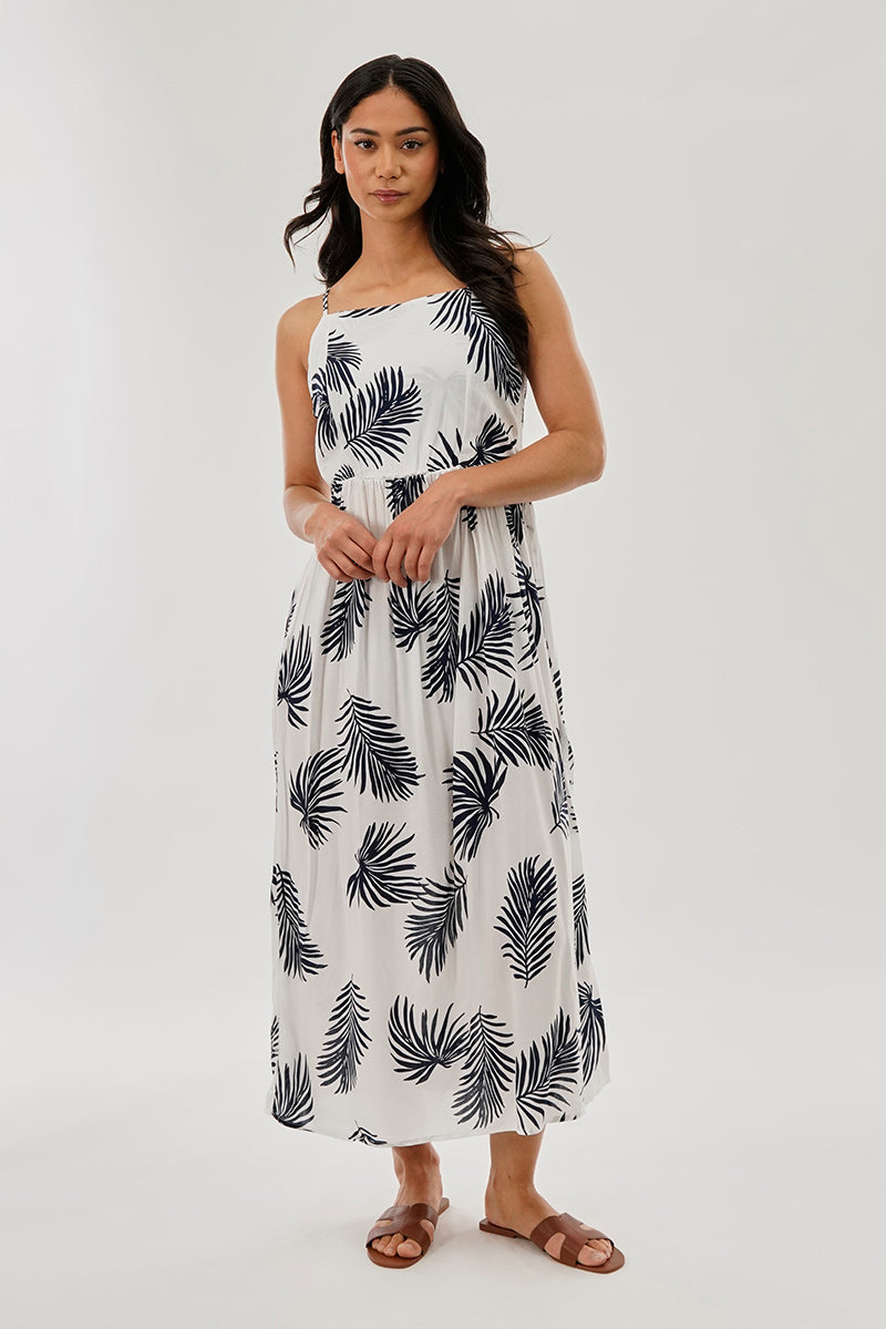 International INC Company Printed Square Neck Maxi Dress - White - Womens Maxi Dresses - Fairweather