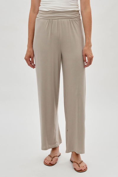Costa Blanca Wide Leg Fold Over Pants - Cream - Womens Pants - Fairweather