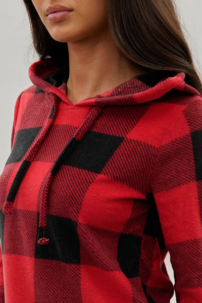 Canada Weather Gear Plaid Hooded Pajama Top - Red - Womens Pajamas - Fairweather