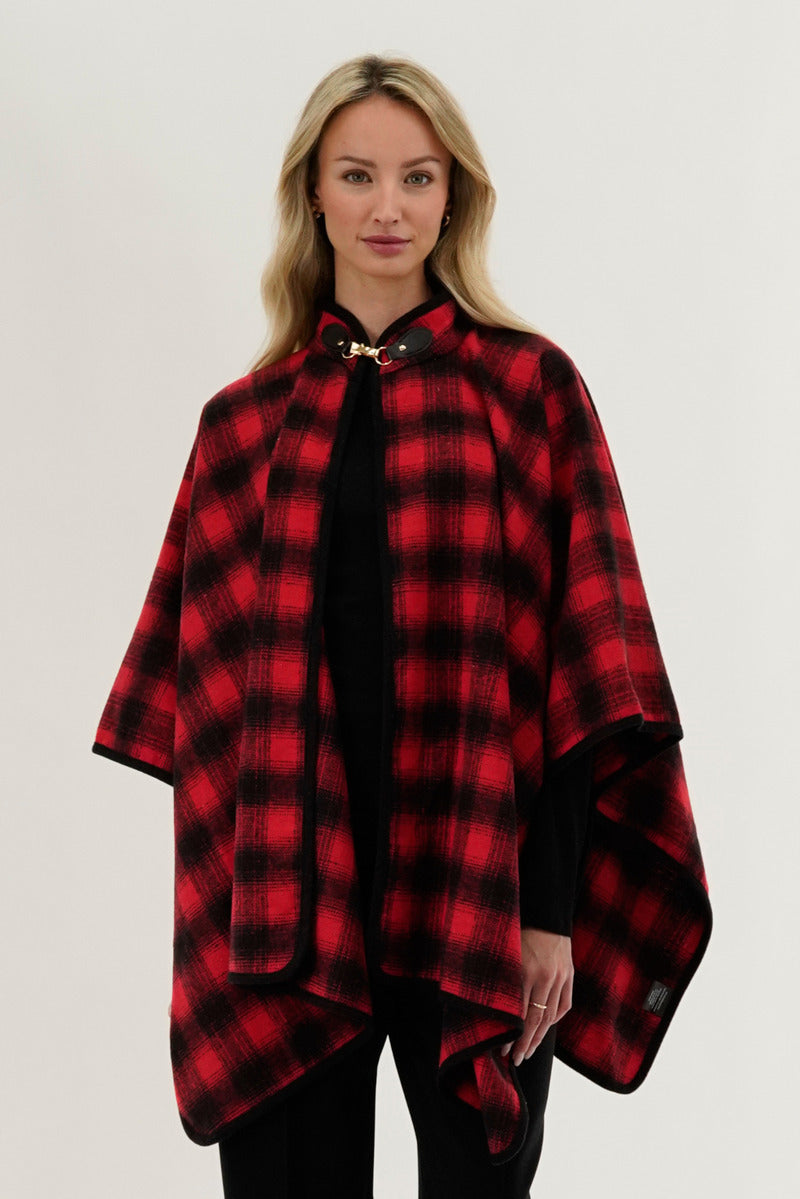 Canada Weather Gear Tartan Plaid Poncho - Red - Womens Ponchos - Fairweather