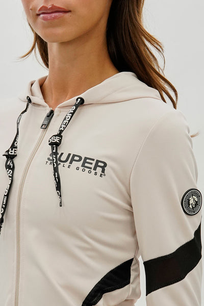 Super Triple Goose Zip Up Active Hoodie - Beige - Womens Hoodies & Sweatshirts - Fairweather