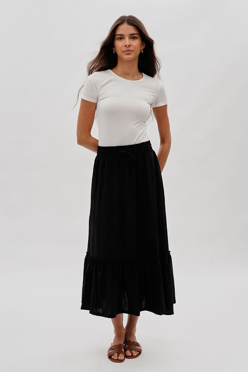 Stylexchange Vintage Tiered Cinched Skirt - Black - Womens Skirts - Fairweather
