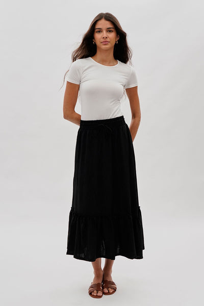 Stylexchange Vintage Tiered Cinched Skirt - Black - Womens Skirts - Fairweather