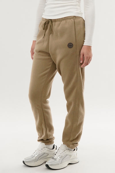 Fahrenheit Tie Waist Fleece Joggers - Beige