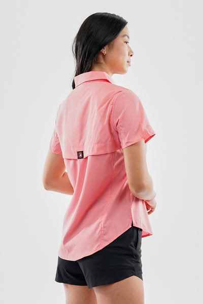 Canada Weather Gear Solid Short Sleeve Button Up Shirt - Pink - Womens Shirts & Blouses - Fairweather