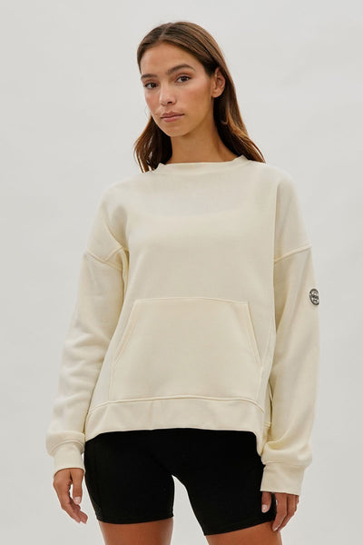 Fahrenheit Drop Shoulder Kangaroo Pocket Sweatshirt - Cream - Womens Hoodies & Sweatshirts - Fairweather