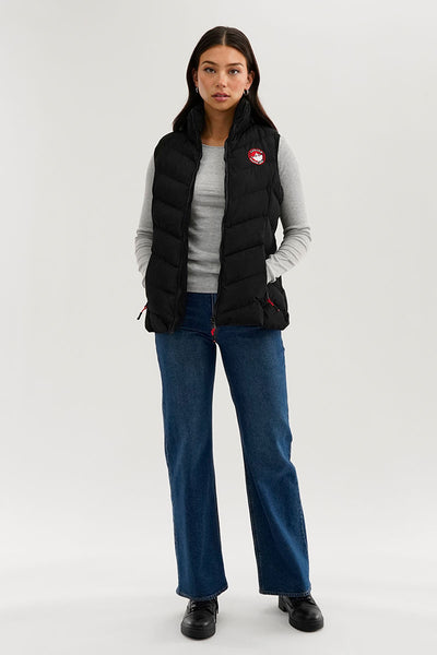 Canada Weather Gear Chevron Bubble Vest - Black - Womens Vests - Fairweather