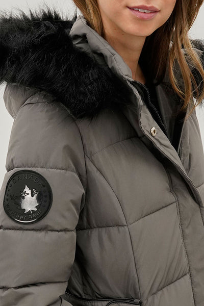 Parka longue doublée de fausse fourrure Canada Weather Gear - Noir