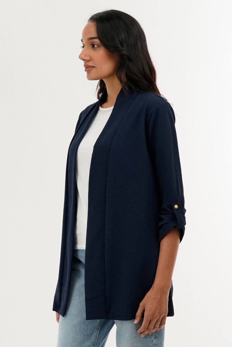International INC Company Roll Up Sleeve Cardigan - Navy - Womens Cardigans - Fairweather