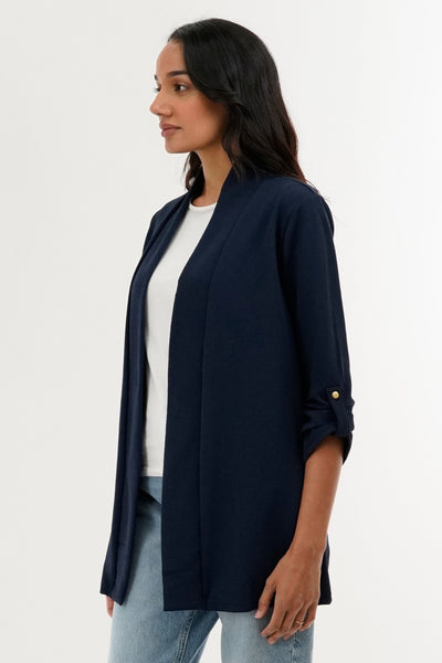 International INC Company Roll Up Sleeve Cardigan - Navy - Womens Cardigans - Fairweather