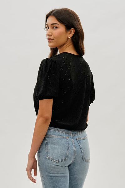 Beechers Brook Button Down Eyelet Blouse - Black - Womens Shirts & Blouses - Fairweather