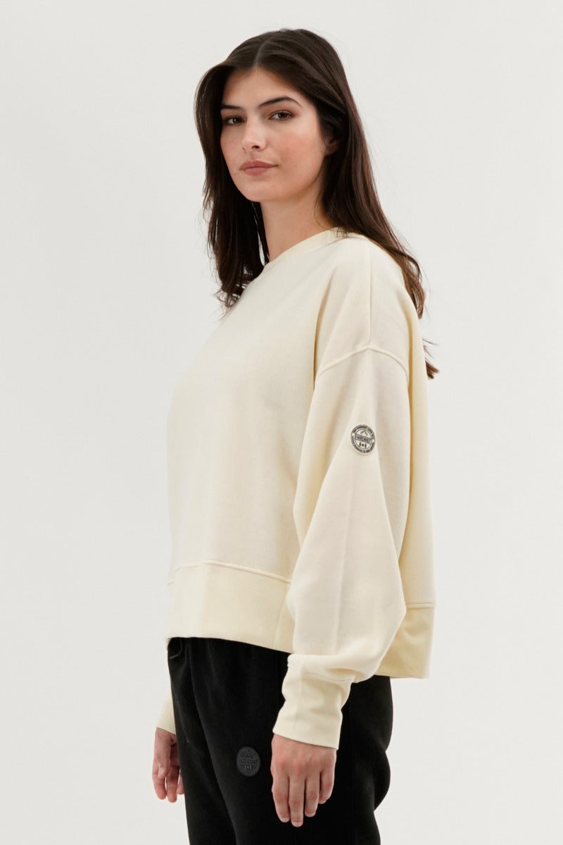 Fahrenheit Drop Shoulder Crewneck Sweatshirt - Cream - Womens Hoodies & Sweatshirts - Fairweather