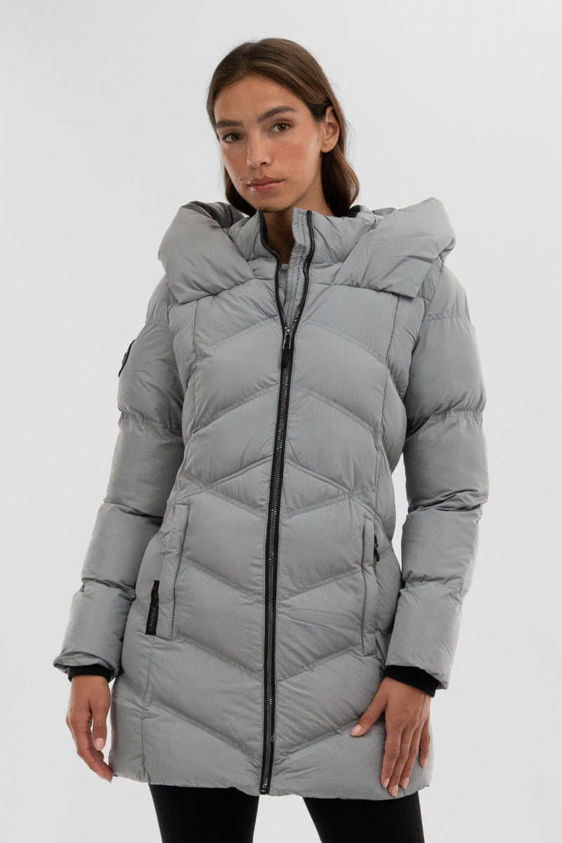 Canada Weather Gear Chevron Quilted Parka Jacket - Grey - Womens Parka Jackets - Fairweather