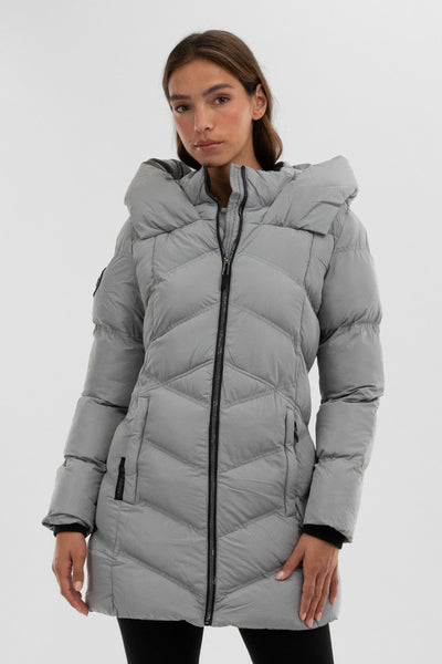 Canada Weather Gear Chevron Quilted Parka Jacket - Grey - Womens Parka Jackets - Fairweather