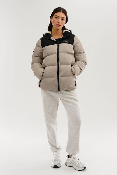 Super Triple Goose Colour Block Bomber Jacket - Beige - Womens Bomber Jackets - Fairweather