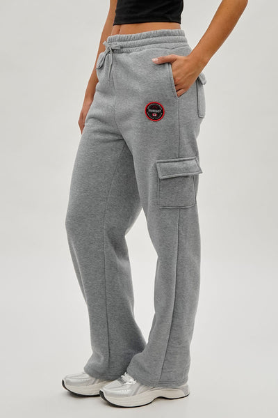 Fahrenheit Wide Leg Cargo Sweatpants - Grey