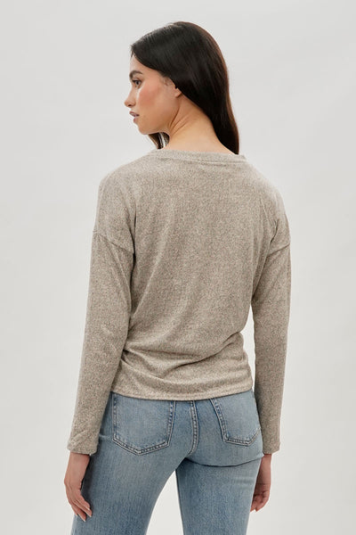 Fahrenheit Front Twist Drop Shoulder Long Sleeve Top - Cream - Womens Long Sleeve Tops - Fairweather
