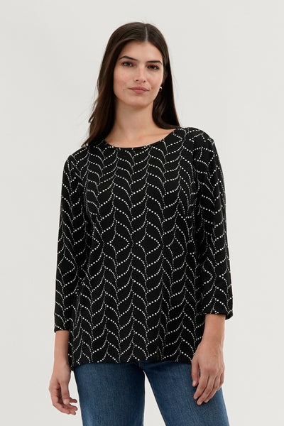 International INC Company Patterned 3/4 Sleeve Blouse - Black - Womens Shirts & Blouses - Fairweather