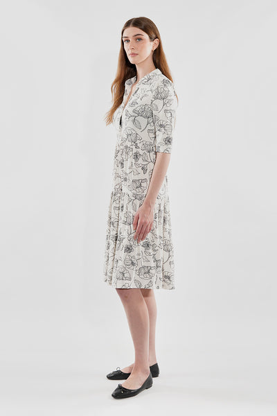 International INC Company Floral Tiered Henley Day Dress - Cream