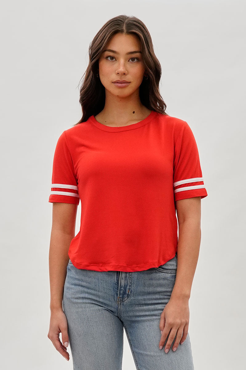 Stylexchange Vintage Striped Varsity Tee - Red - Womens Tees & Tank Tops - Fairweather
