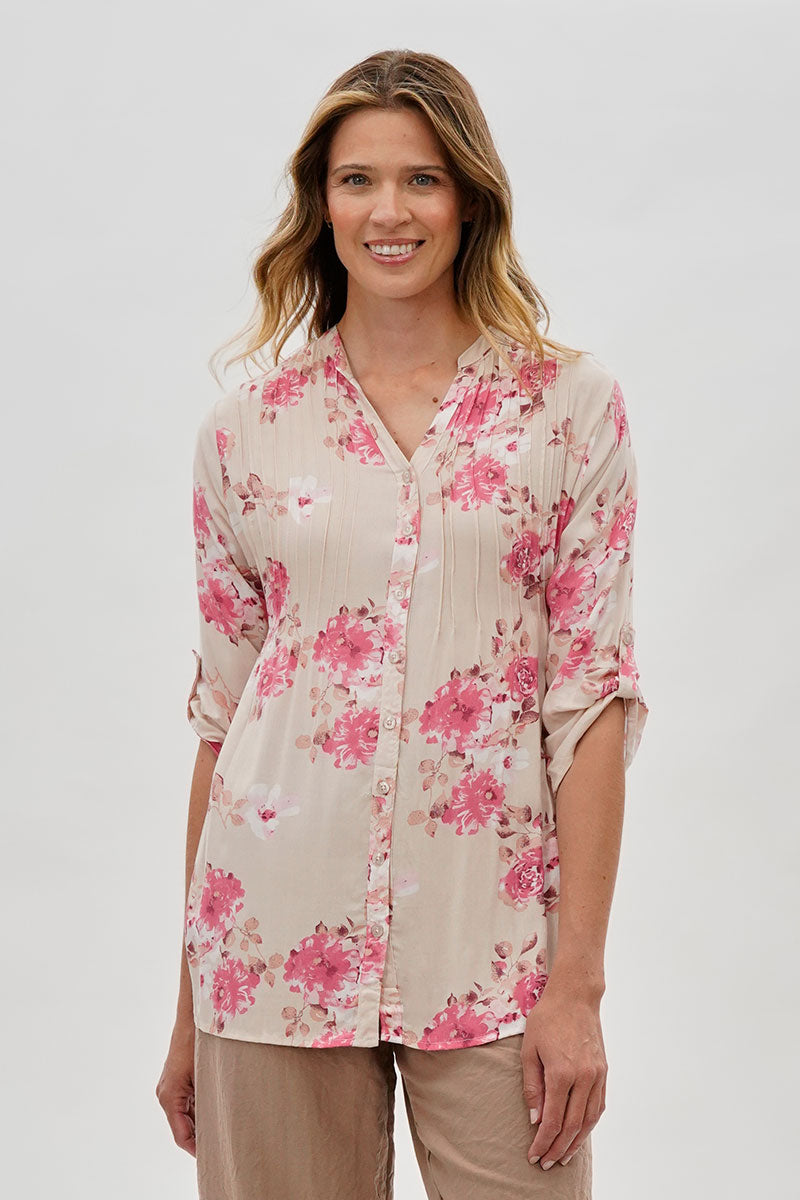 International INC Company Floral Back Tie Blouse - Pink - Womens Shirts & Blouses - Fairweather