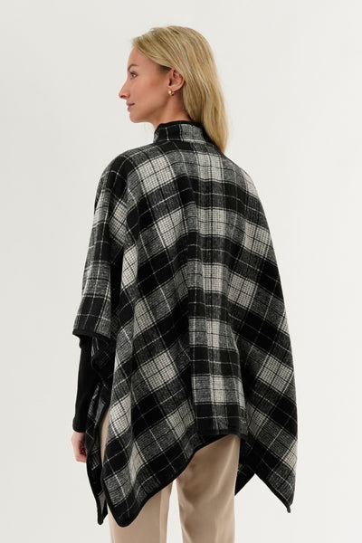 Canada Weather Gear Tartan Plaid Poncho - Black - Womens Ponchos - Fairweather