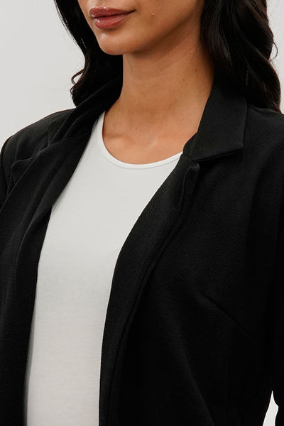 Majora Roll Up Sleeve Open Blazer - Black - Womens Blazers - Fairweather