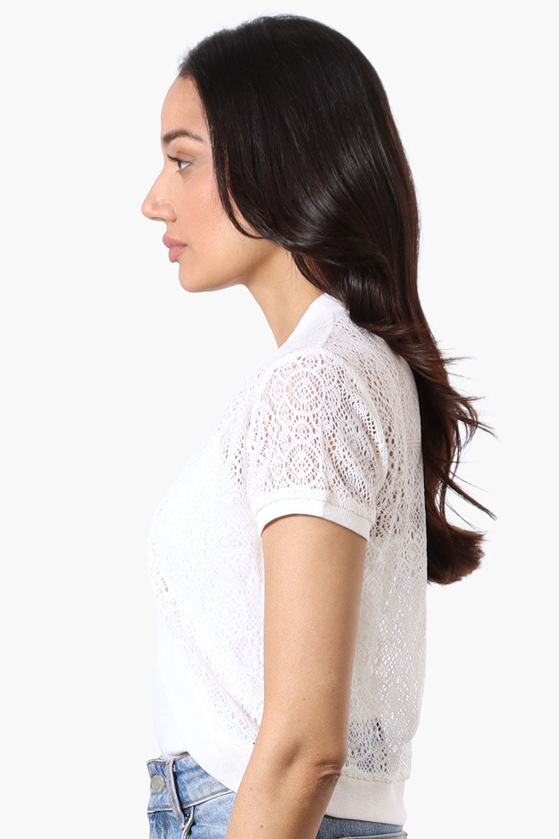 Impress Open Lace Shrug Cardigan - White - Womens Cardigans - Fairweather