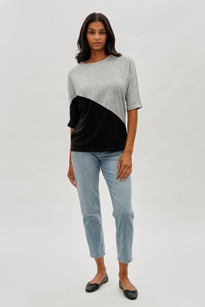 International INC Company Diagonal Colour Block Tee - Grey - Womens Tees & Tank Tops - Fairweather
