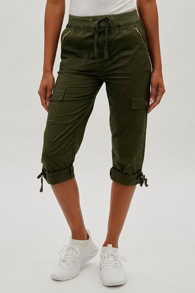 International INC Company Drawstring Cargo Capris - Olive - Womens Shorts & Capris - Fairweather