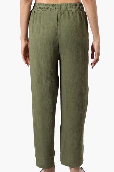 Stylexchange Tie Waist Wide Leg Crinkled Pants - Olive - Womens Pants - Fairweather