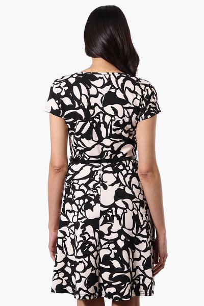 Runaway Bay Patterned Belted Skater Day Dress - Black - Womens Day Dresses - Fairweather