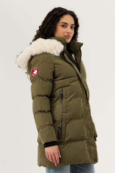 Canada Weather Gear Hip Length Parka Jacket - Green - Womens Parka Jackets - Fairweather