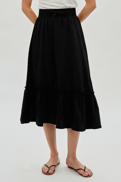 Runaway Bay Tiered Cinched Skirt - Black - Womens Skirts - Fairweather