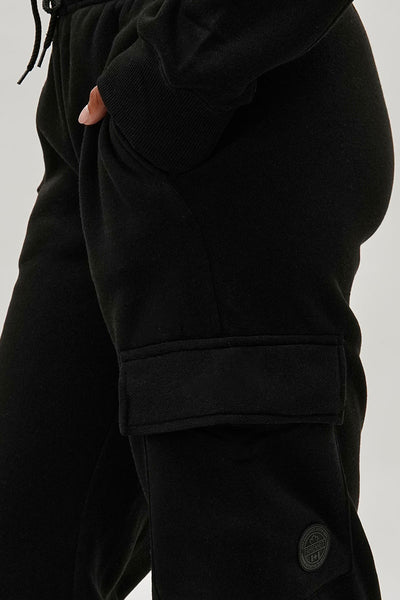 Fahrenheit Tie Waist Cargo Sweatpants - Black - Womens Joggers & Sweatpants - Fairweather