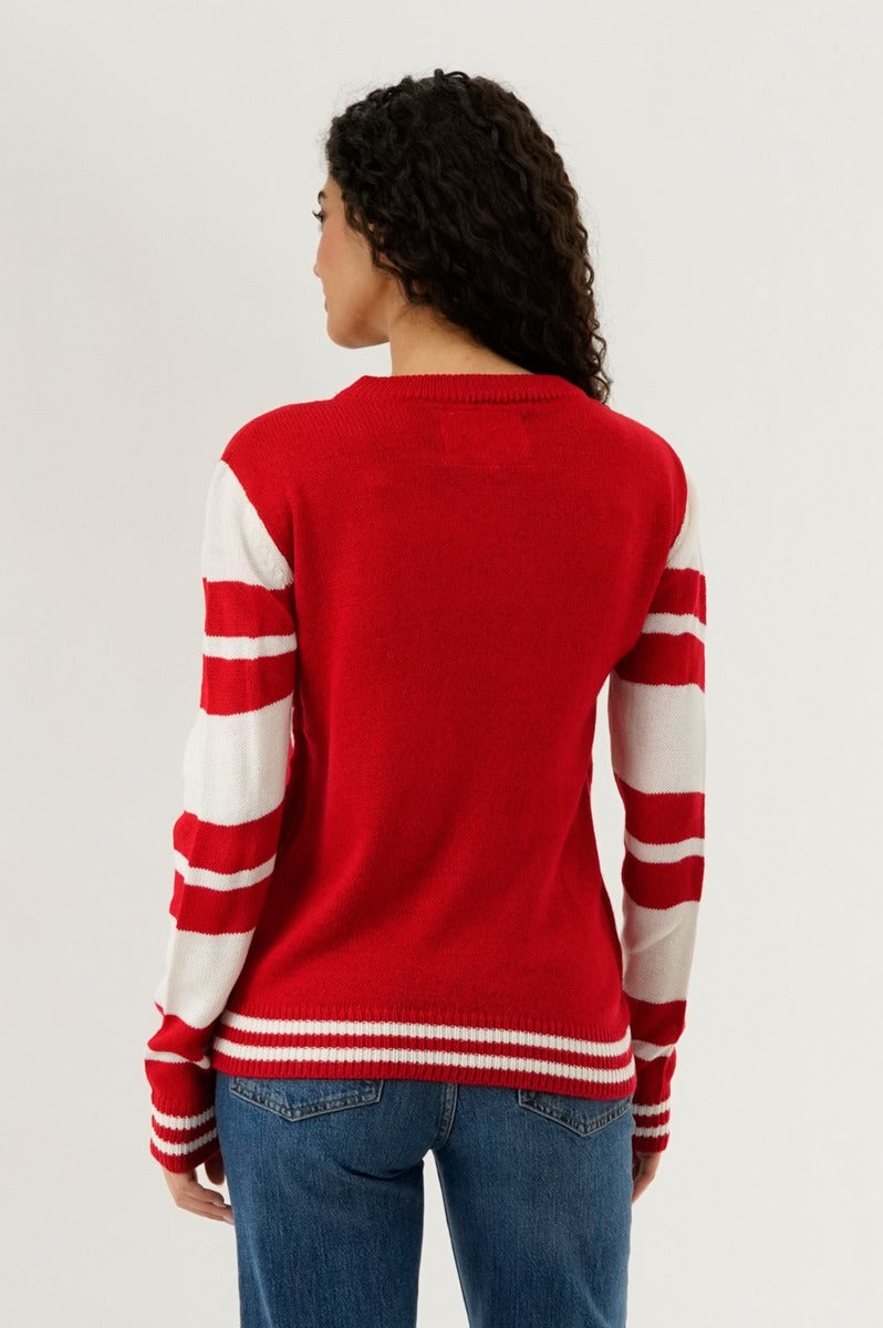 Festive Reindeer Christmas Sweater - Red - Womens Christmas Sweaters - Fairweather