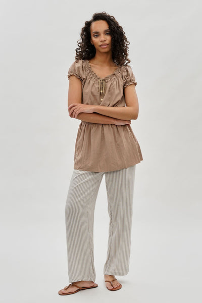 International INC Company Striped Wide Leg Pants - Beige - Womens Pants - Fairweather