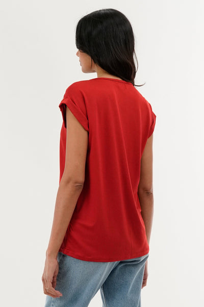 International INC Company Shoulder Lace Up Tee - Coral - Womens Tees & Tank Tops - Fairweather