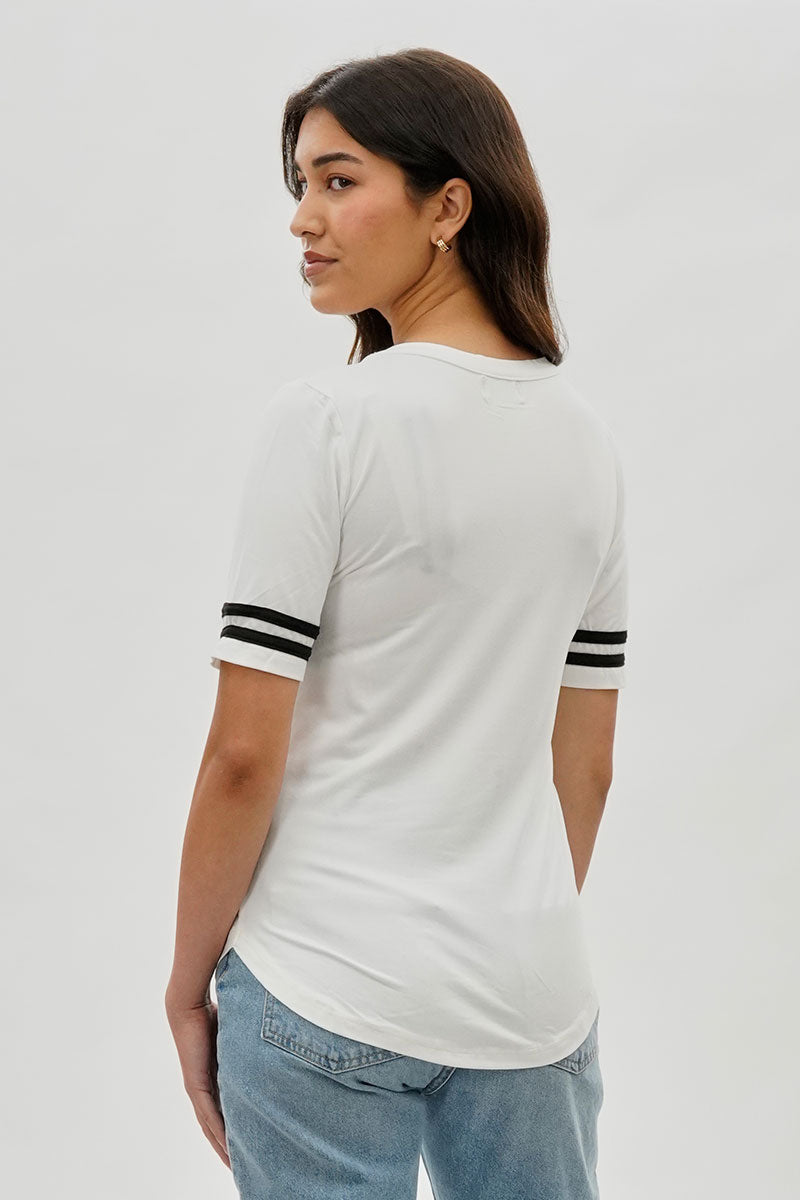 Stylexchange Vintage Striped Varsity Tee - White - Womens Tees & Tank Tops - Fairweather