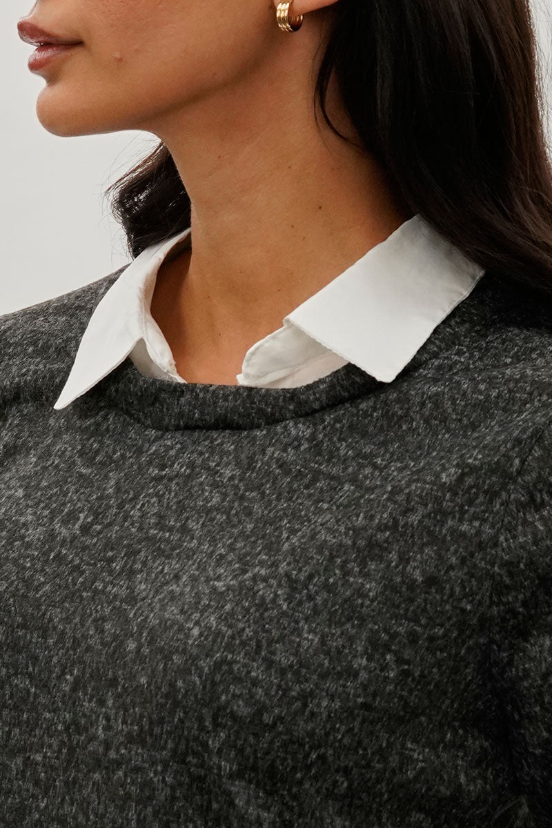 International INC Company Collared Pullover Sweater - Grey - Womens Pullover Sweaters - Fairweather