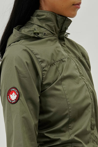 Canada Weather Gear Long Hooded Lightweight Jacket - Olive - Womens Moto Jackets - Fairweather