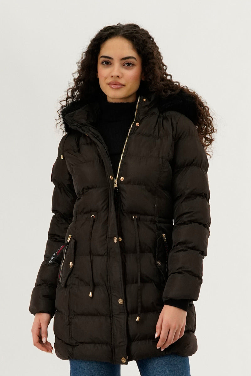 Canada Weather Gear Tie Waist Puffer Parka Jacket - Brown - Womens Parka Jackets - Fairweather