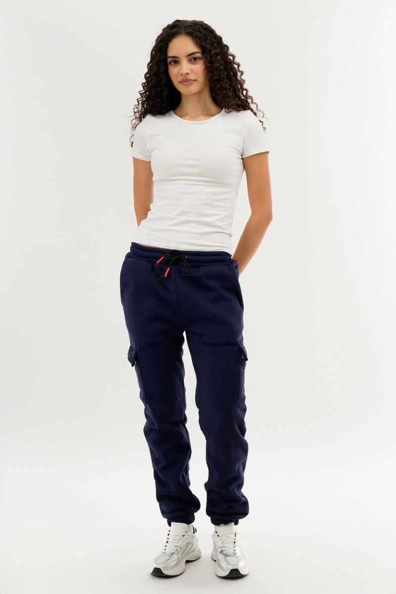 Canada Weather Gear Fleece Cargo Joggers - Navy - Womens Joggers & Sweatpants - Fairweather