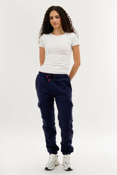 Canada Weather Gear Fleece Cargo Joggers - Navy - Womens Joggers & Sweatpants - Fairweather