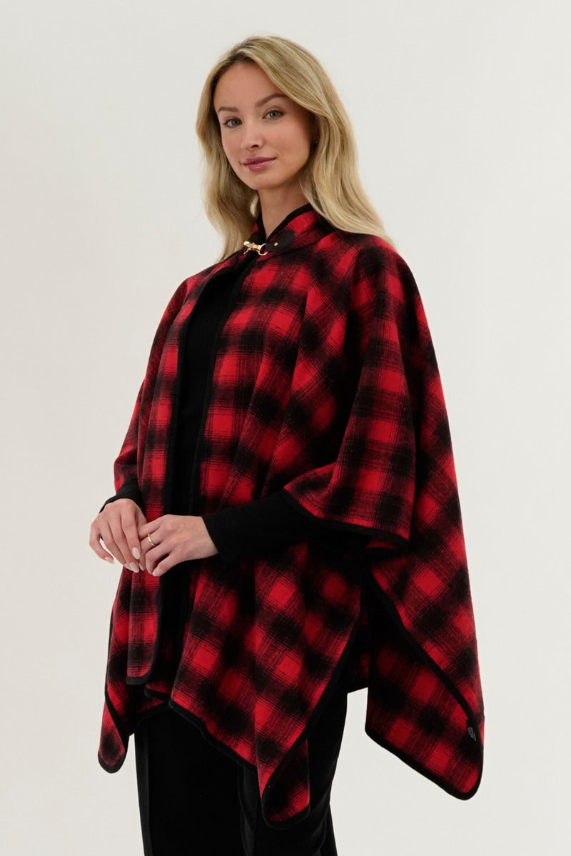 Canada Weather Gear Tartan Plaid Poncho - Red - Womens Ponchos - Fairweather