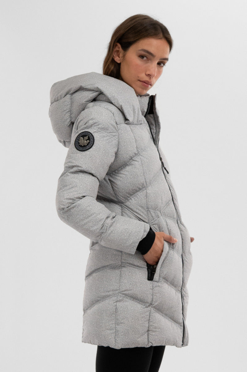 Canada Weather Gear Chevron Quilted Parka Jacket - Grey - Womens Parka Jackets - Fairweather