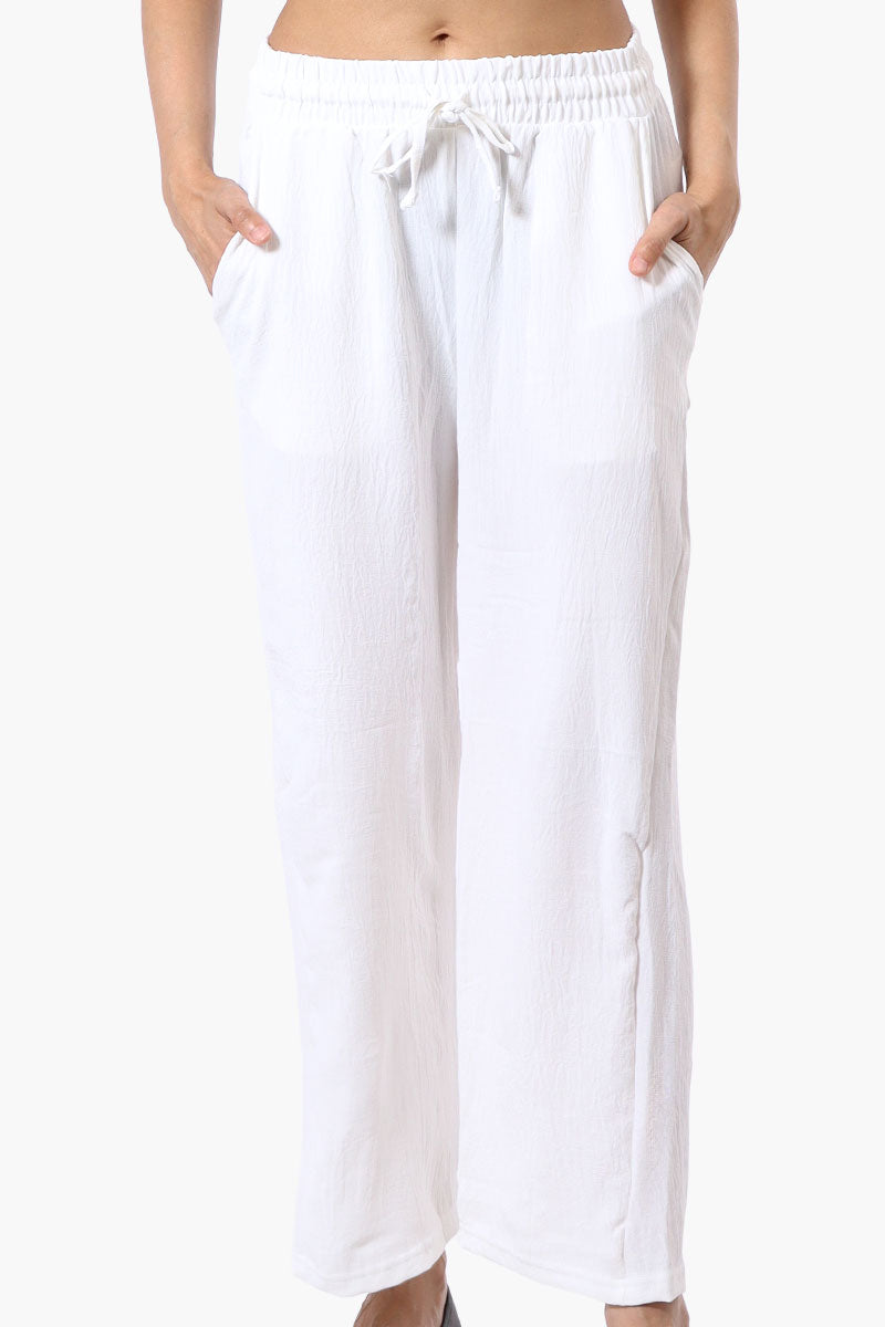 Stylexchange Tie Waist Wide Leg Crinkled Pants - White - Womens Pants - Fairweather
